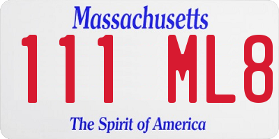 MA license plate 111ML8