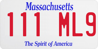 MA license plate 111ML9