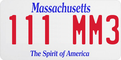 MA license plate 111MM3