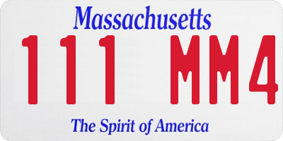 MA license plate 111MM4