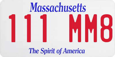 MA license plate 111MM8