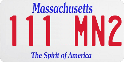 MA license plate 111MN2