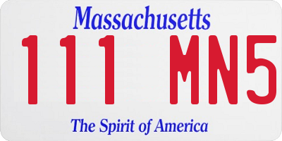 MA license plate 111MN5