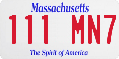 MA license plate 111MN7