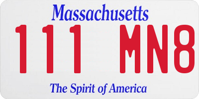 MA license plate 111MN8
