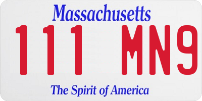 MA license plate 111MN9