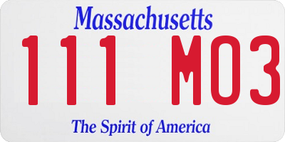 MA license plate 111MO3