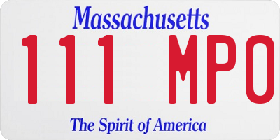 MA license plate 111MP0