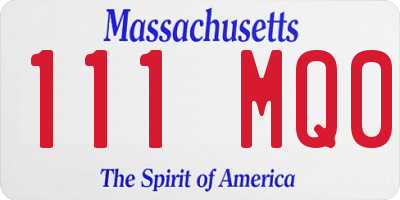 MA license plate 111MQ0