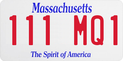 MA license plate 111MQ1