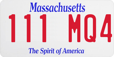 MA license plate 111MQ4