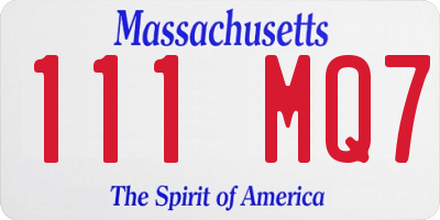 MA license plate 111MQ7