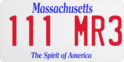 MA license plate 111MR3