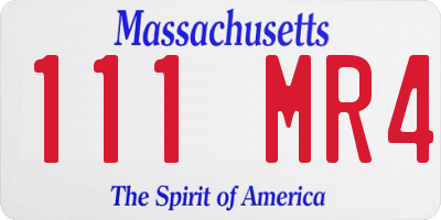 MA license plate 111MR4