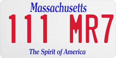 MA license plate 111MR7