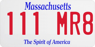 MA license plate 111MR8
