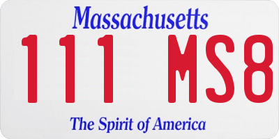 MA license plate 111MS8