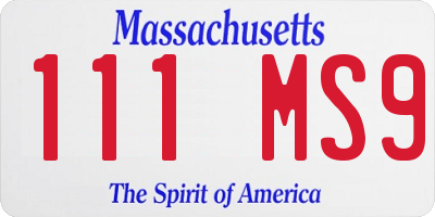 MA license plate 111MS9