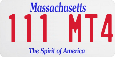 MA license plate 111MT4