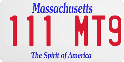 MA license plate 111MT9