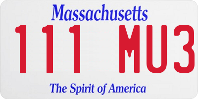 MA license plate 111MU3