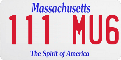 MA license plate 111MU6