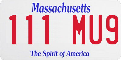 MA license plate 111MU9
