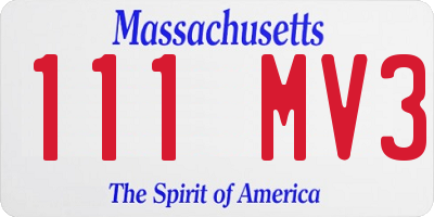 MA license plate 111MV3