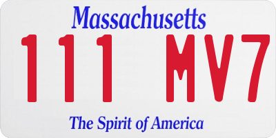 MA license plate 111MV7