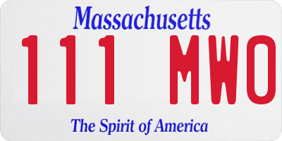 MA license plate 111MW0