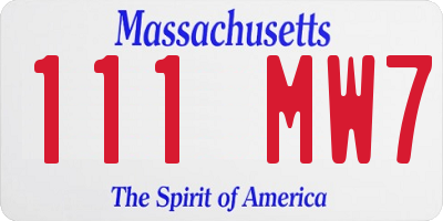 MA license plate 111MW7