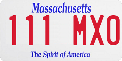 MA license plate 111MX0