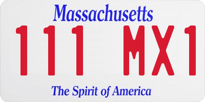 MA license plate 111MX1