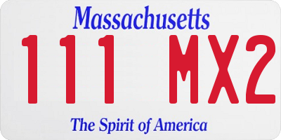 MA license plate 111MX2