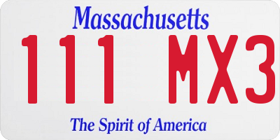 MA license plate 111MX3