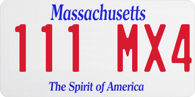 MA license plate 111MX4