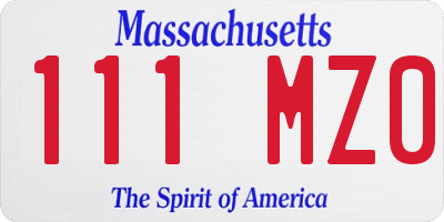 MA license plate 111MZ0