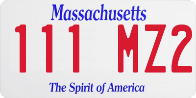 MA license plate 111MZ2