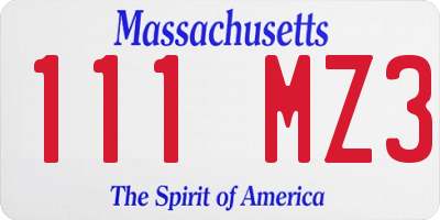 MA license plate 111MZ3