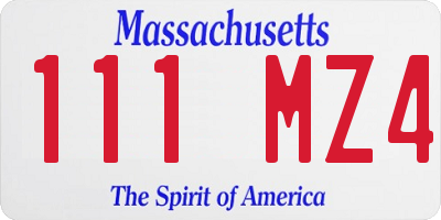 MA license plate 111MZ4