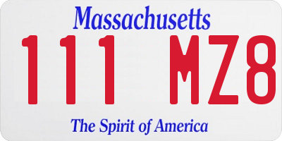 MA license plate 111MZ8