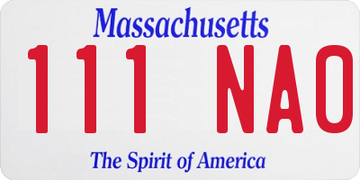 MA license plate 111NA0