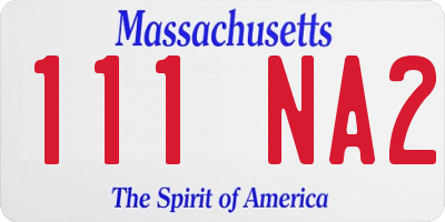 MA license plate 111NA2