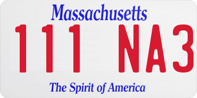MA license plate 111NA3
