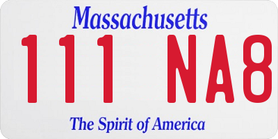 MA license plate 111NA8