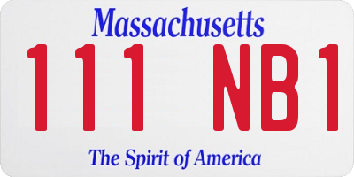 MA license plate 111NB1