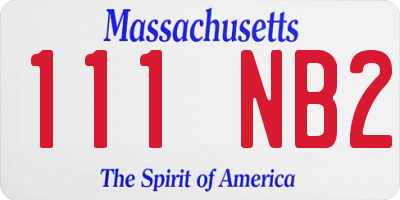 MA license plate 111NB2