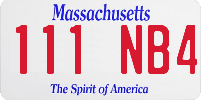 MA license plate 111NB4