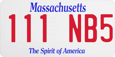 MA license plate 111NB5