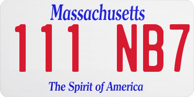 MA license plate 111NB7